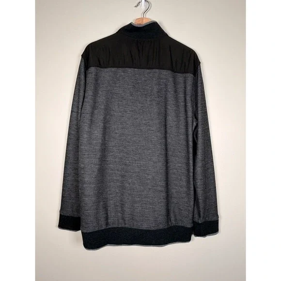 Bugatchi‎ Men's Gray Black Quarter Zip Pullover Sweater Size L